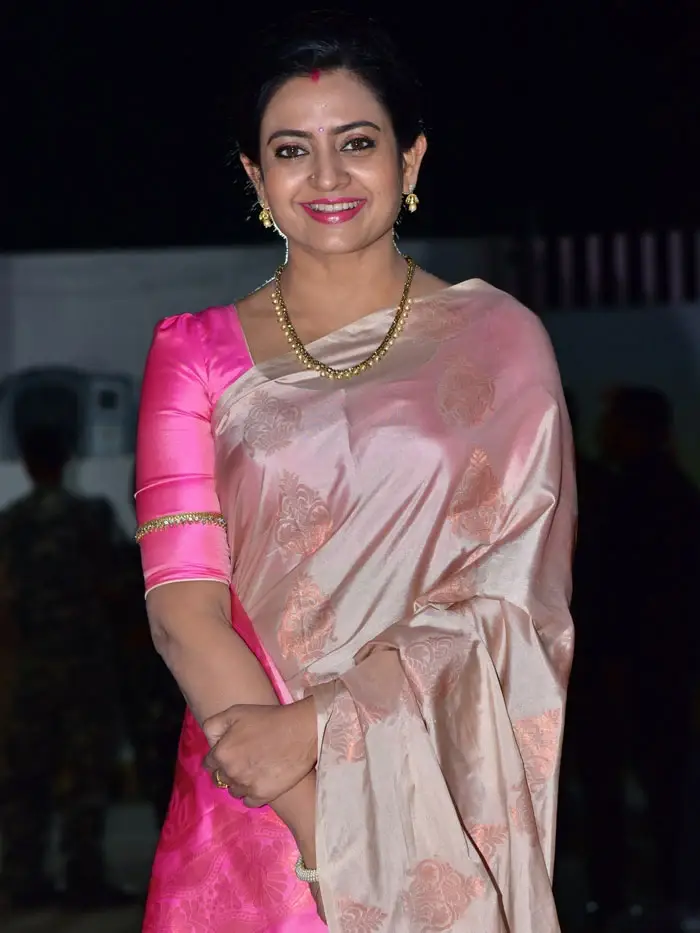 Indian Actress Indraja Images in Pink Colour Saree